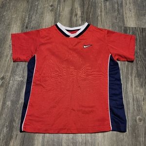 Vintage Nike V Neck Athelic Tee Short Sleeve Mesh Sides Red T Shirt Boys Size 7